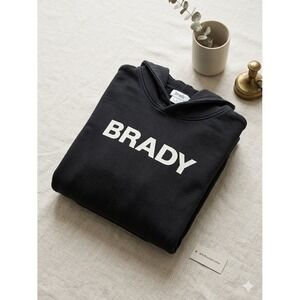 Brady Brand Minimalist Spellout Hoodie Black Athleisure Mens Medium